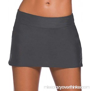 BAOPTEIL Women's Skirted Bikini Bottom High Waisted Swim Bottom Skort Bikini Bottom Swim Skirt for Women Grey B07MZRMTSB
